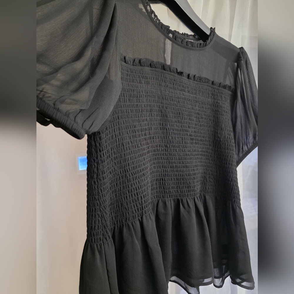 Torrid Black Sheer Ruffle Top - Picture 2 of 8